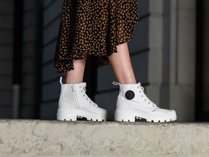 PALLADIUM PALLABASE TWILL Star White Women Heel Boots PALLADIUM PALLABASE TWILL Star White Women Heel Boots