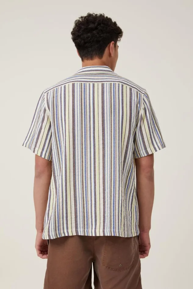 Palma Short Sleeve Shirt Pale Lime Multi Stripe Men Cotton On Shirts and Polos Palma Short Sleeve Shirt Pale Lime Multi Stripe Men Cotton On Shirts and Polos