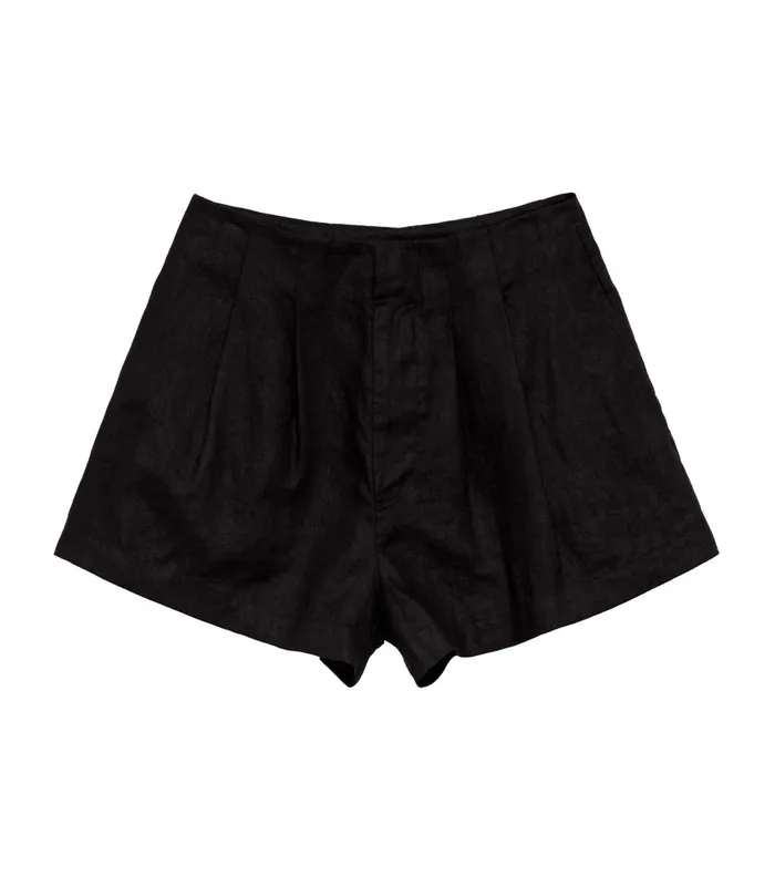 Pants and Shorts Women DEN Larue Linen Short Black Pants and Shorts Women DEN Larue Linen Short Black