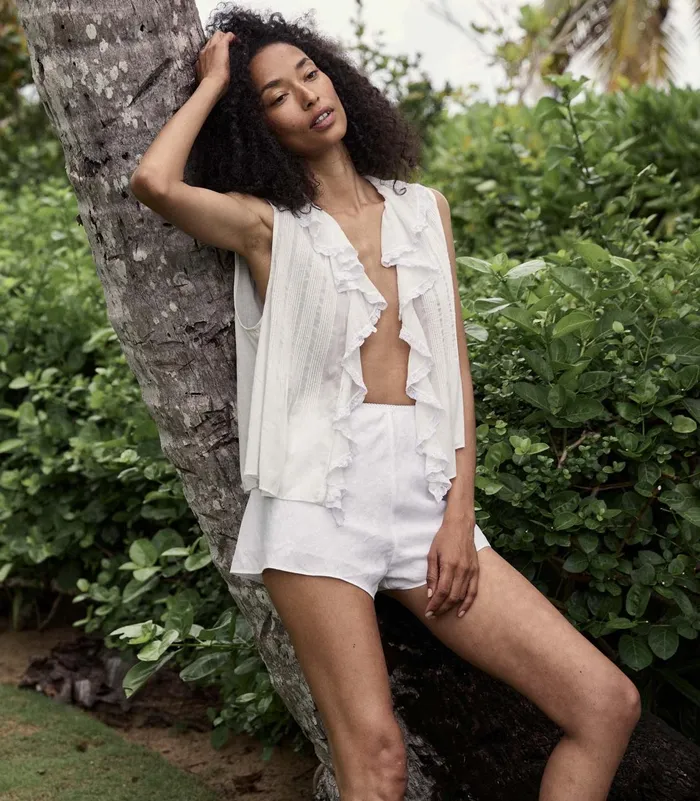 Pants and Shorts Women DEN Loren Linen Short Salt