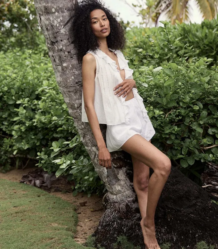 Pants and Shorts Women DEN Loren Linen Short Salt Pants and Shorts Women DEN Loren Linen Short Salt