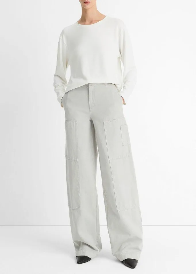 Pants and Shorts Women Vince Cotton Twill Utility Pant Stone Grey