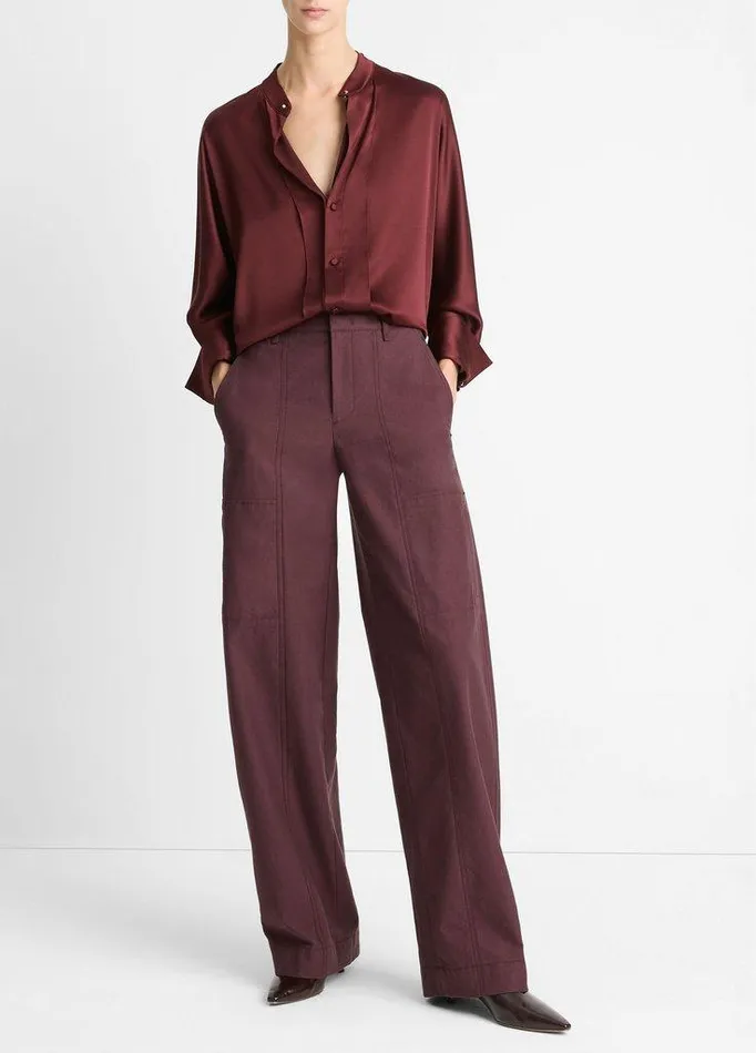 Pants and Shorts Women Vince Italian CottonWool Utility Pant Cherry Night