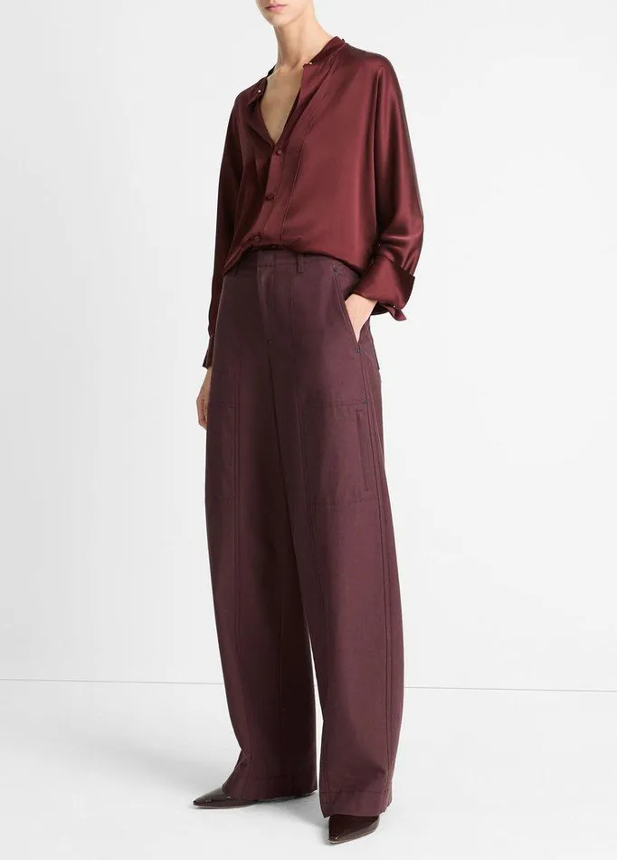 Pants and Shorts Women Vince Italian CottonWool Utility Pant Cherry Night Pants and Shorts Women Vince Italian CottonWool Utility Pant Cherry Night