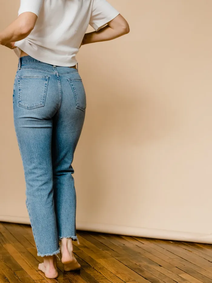 Pants Chelsie Classic High Rise Straight Light Vintage Wash Able Women