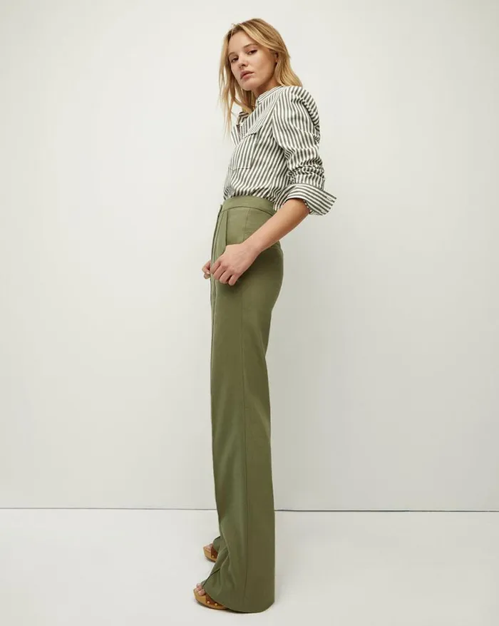 Pants Shop Veronica Beard Noda Linen Pant Bright Army