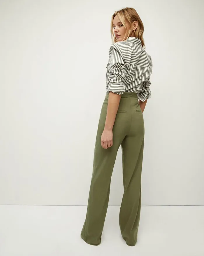 Pants Shop Veronica Beard Noda Linen Pant Bright Army