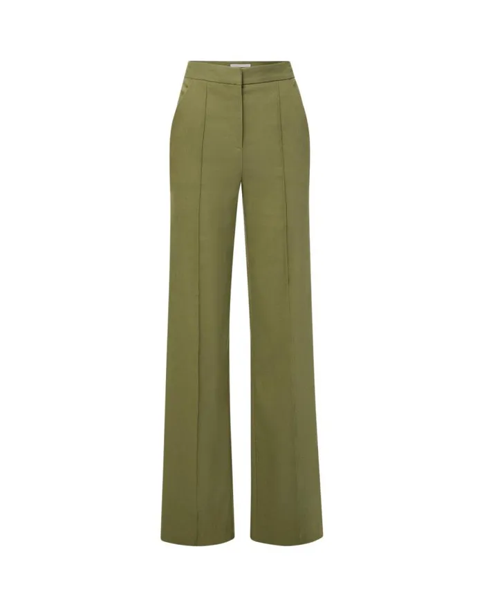 Pants Shop Veronica Beard Noda Linen Pant Bright Army