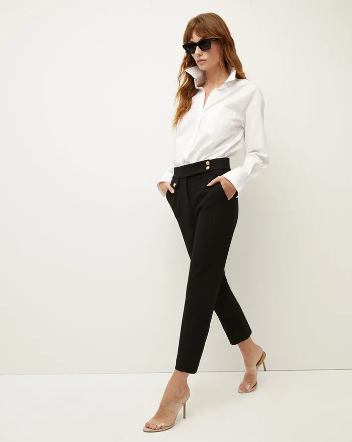 Pants Shop Veronica Beard Renzo Pant Black With Gold Buttons