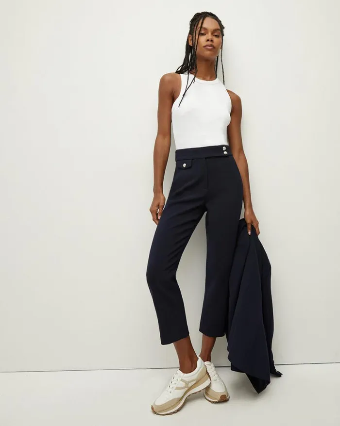 Pants Shop Veronica Beard Renzo Pant Black With Gold Buttons