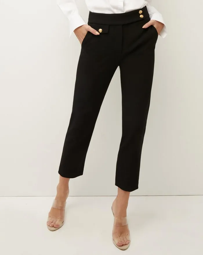 Pants Shop Veronica Beard Renzo Pant Black With Gold Buttons