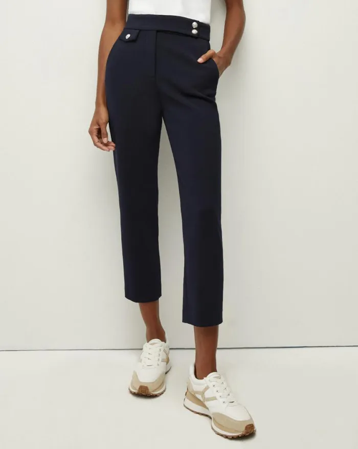 Pants Shop Veronica Beard Renzo Pant Black With Gold Buttons