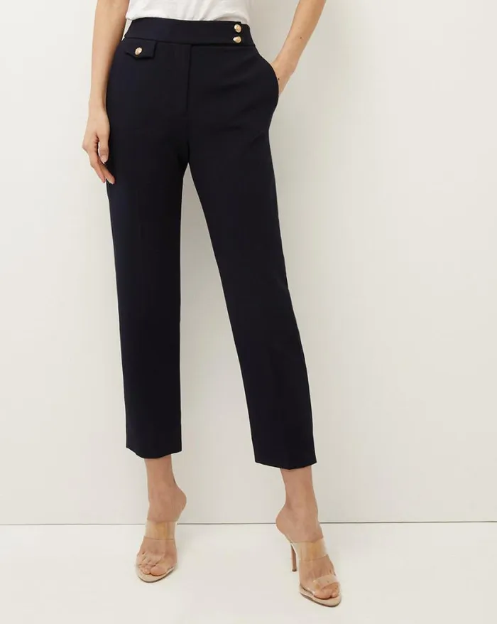 Pants Shop Veronica Beard Renzo Pant Black With Gold Buttons
