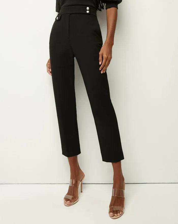Pants Shop Veronica Beard Renzo Pant Black With Gold Buttons