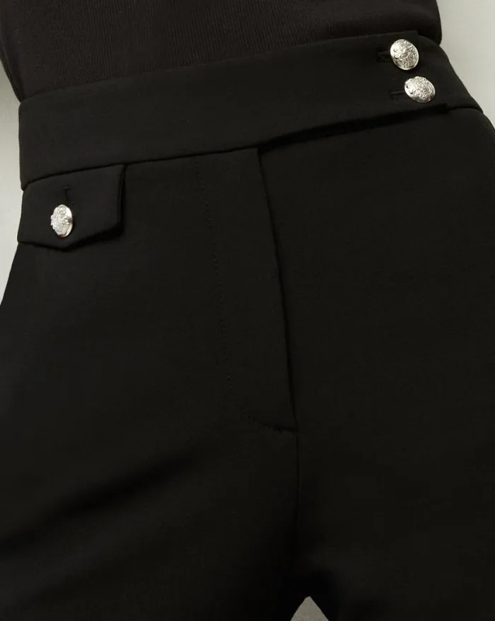 Pants Shop Veronica Beard Renzo Pant Black With Gold Buttons