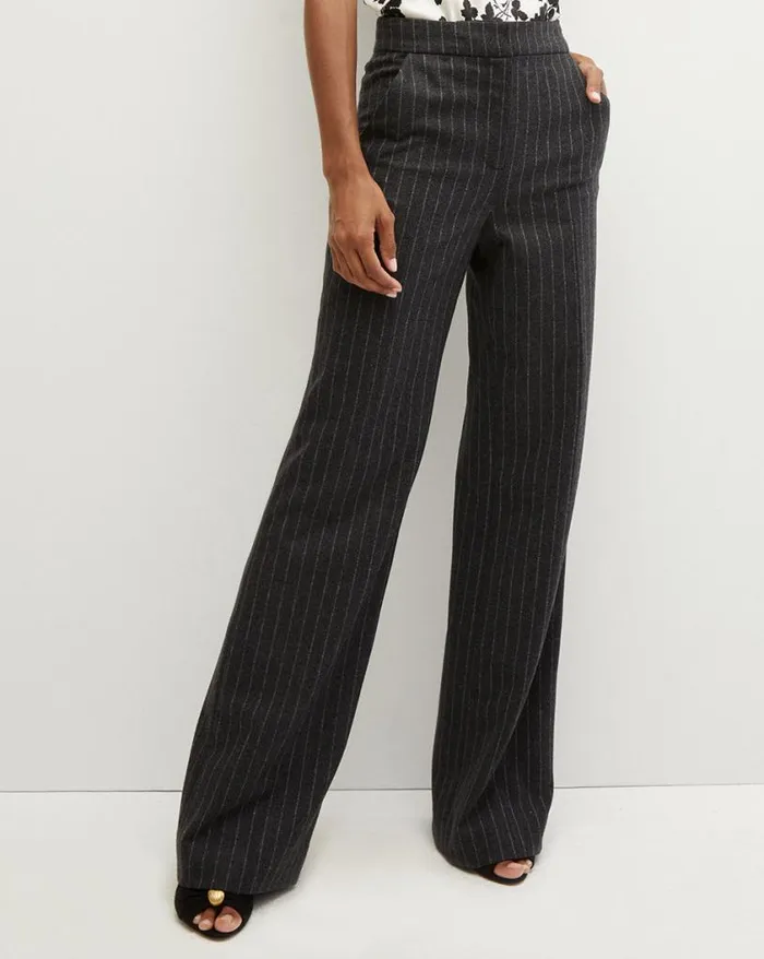 Pants Shop Veronica Beard Tonelli Pinstriped Pant Charcoal Multi