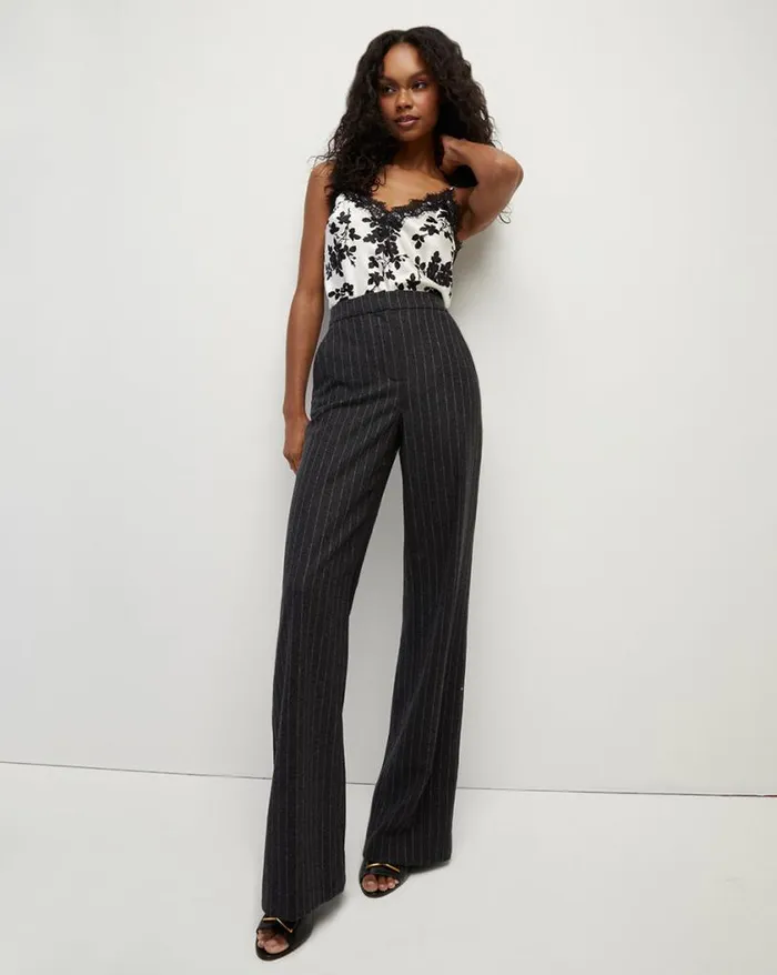Pants Shop Veronica Beard Tonelli Pinstriped Pant Charcoal Multi