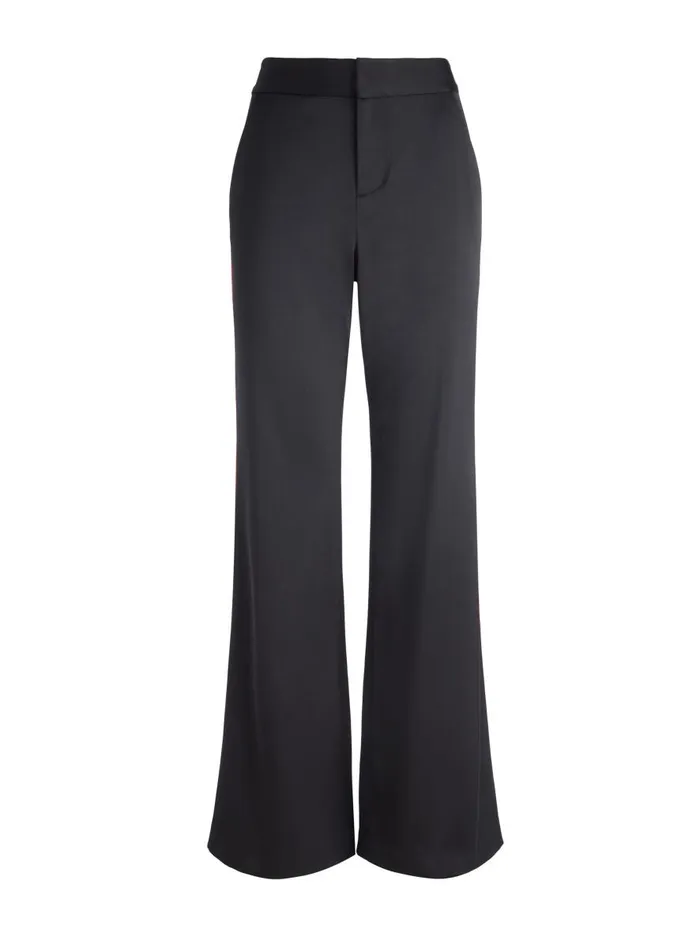 Pants Women Alice Olivia DYLAN HIGH RISE WIDE LEG PANT WITH RACING STRIPE DETAIL Blackbright Ruby