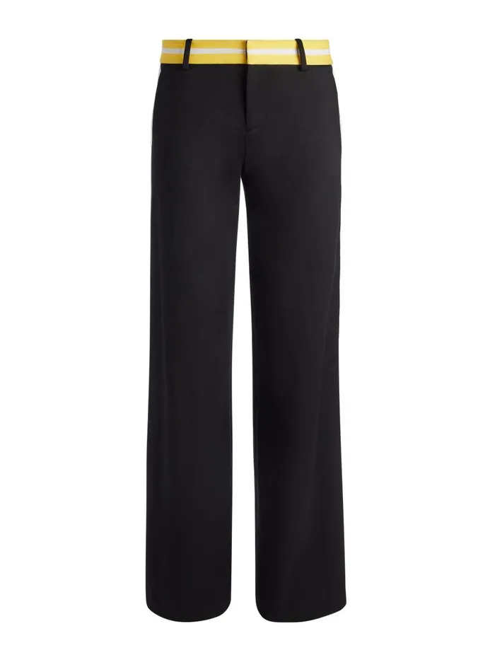 Pants Women Alice Olivia ERIC LOW RISE PANT WITH SIDE STRIPE Blackmustard Seedwhite