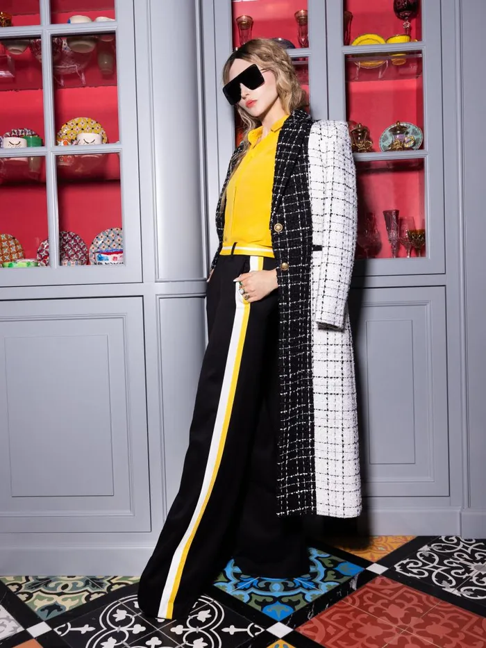 Pants Women Alice Olivia ERIC LOW RISE PANT WITH SIDE STRIPE Blackmustard Seedwhite
