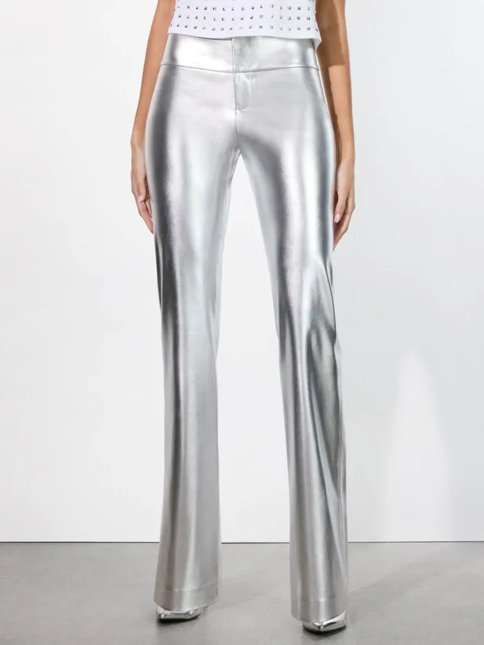 Pants Women Alice Olivia OLIVIA VEGAN LEATHER BOOTCUT PANT Silver