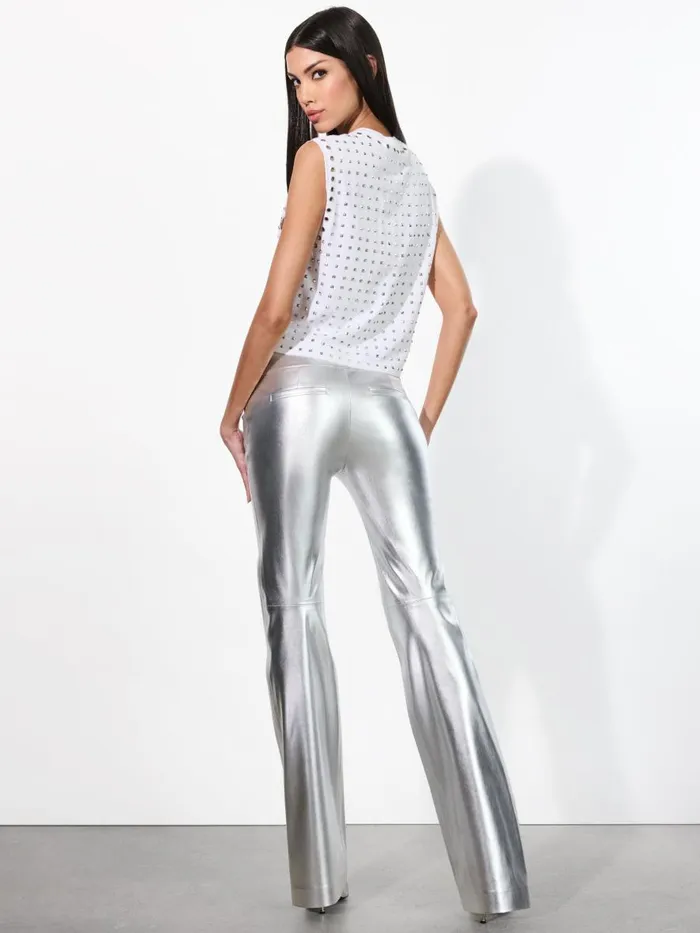Pants Women Alice Olivia OLIVIA VEGAN LEATHER BOOTCUT PANT Silver