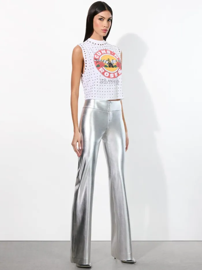 Pants Women Alice Olivia OLIVIA VEGAN LEATHER BOOTCUT PANT Silver