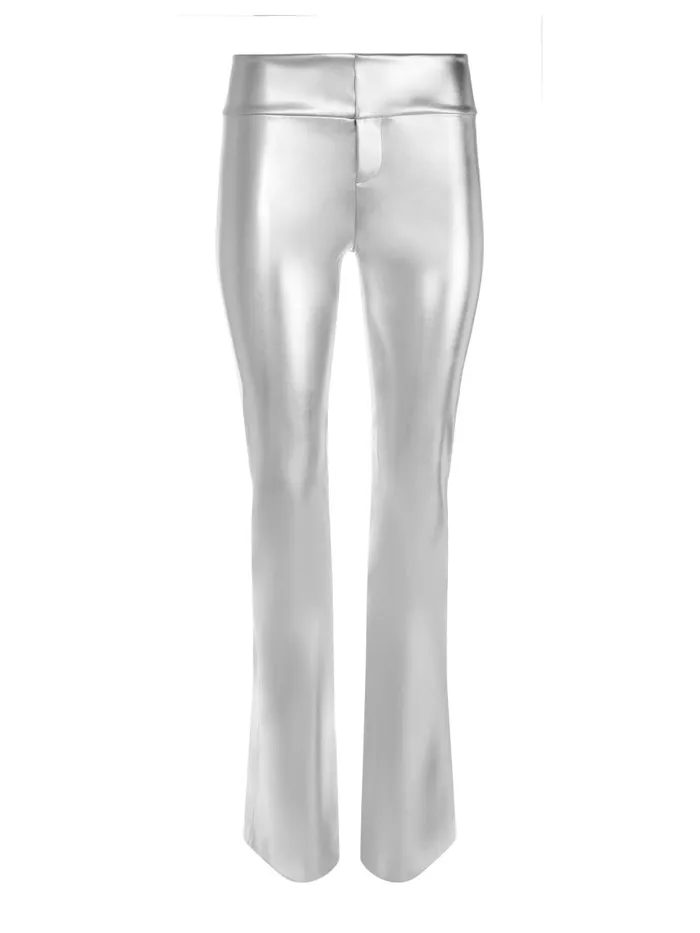 Pants Women Alice Olivia OLIVIA VEGAN LEATHER BOOTCUT PANT Silver