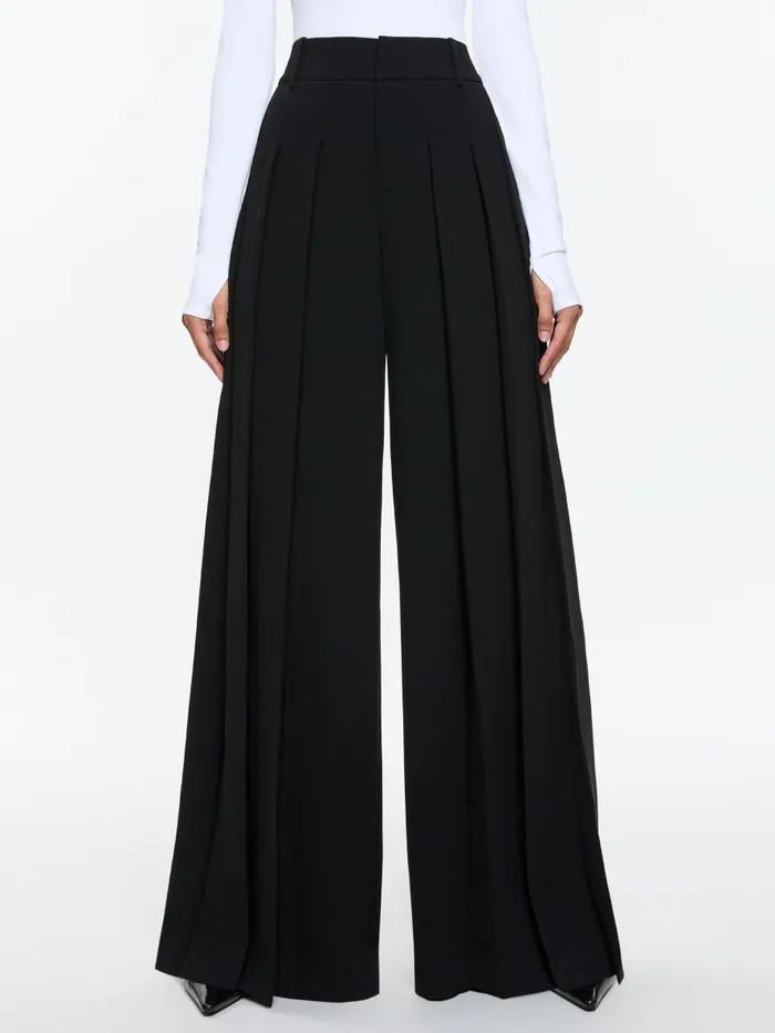 Pants Women Alice Olivia SIMON HIGH RISE WIDE LEG PLEATED TROUSER Black