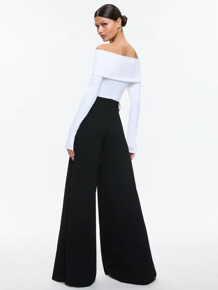Pants Women Alice Olivia SIMON HIGH RISE WIDE LEG PLEATED TROUSER Black