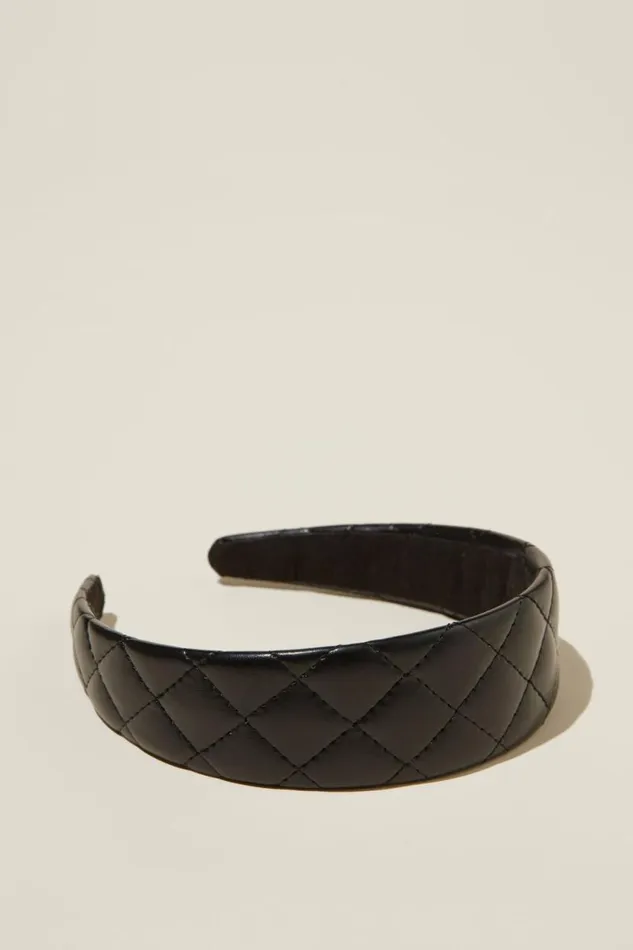 Paris Padded Headband Black Quilted Women Cotton On Hair Accessories