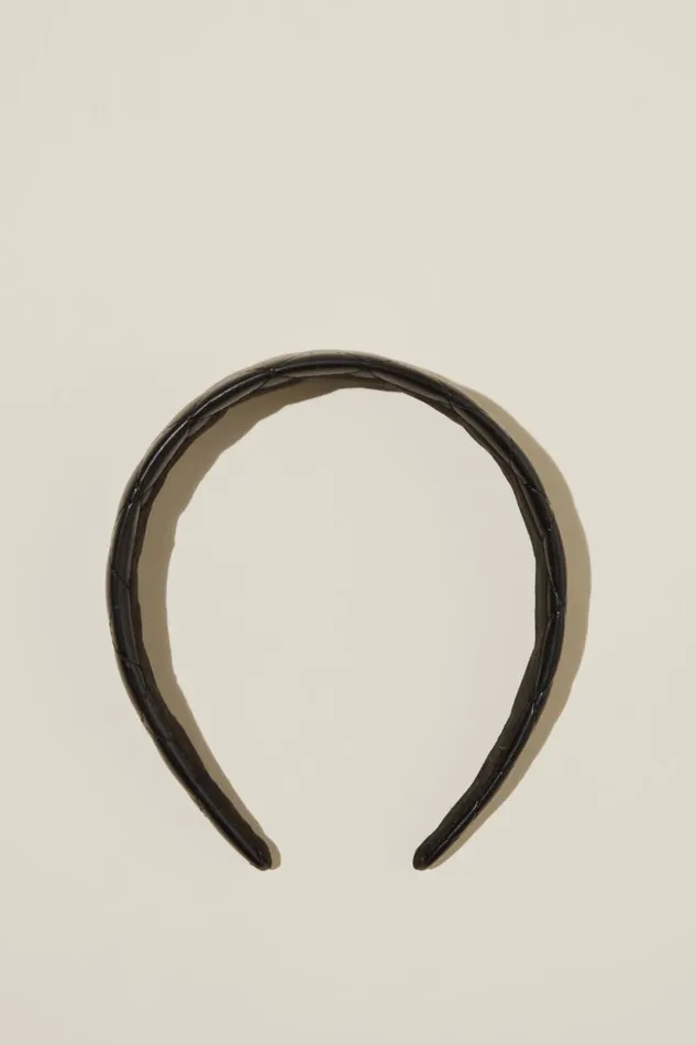 Paris Padded Headband Black Quilted Women Cotton On Hair Accessories