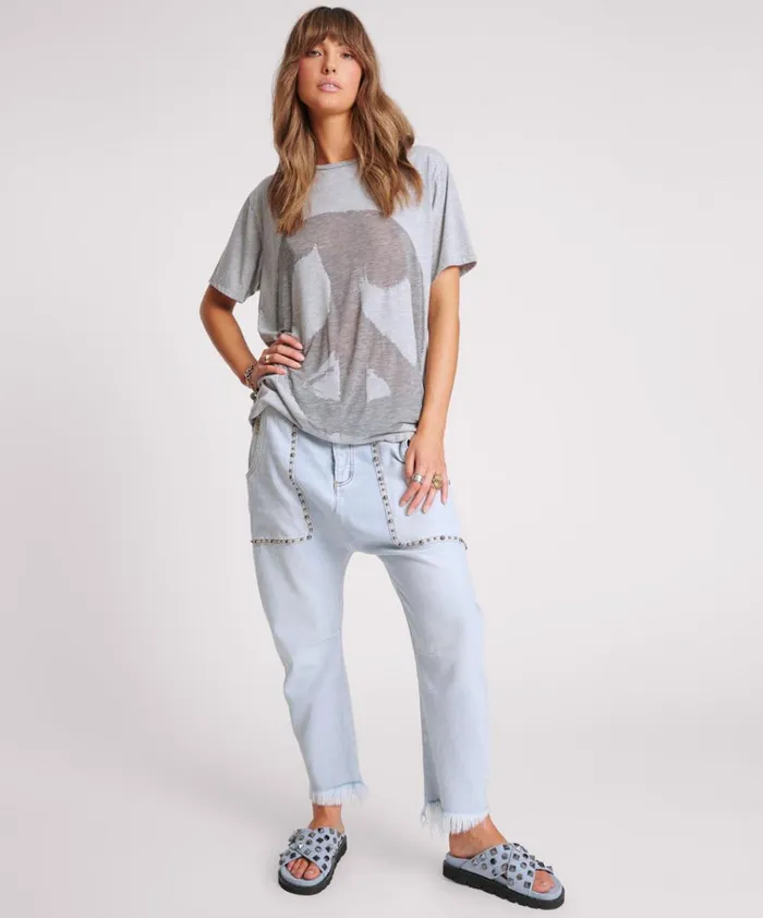 PEACE BURNOUT BASKETBALL TEE Women One Teaspoon Tees and Tanks PEACE BURNOUT BASKETBALL TEE Women One Teaspoon Tees and Tanks