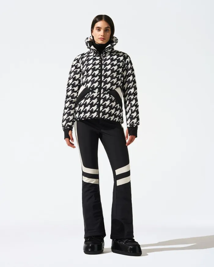 Perfect Moment Jackets Houndstooth Ski Duvet Down Jacket Houndstooth 8211 Blacksnow White 8211 Women