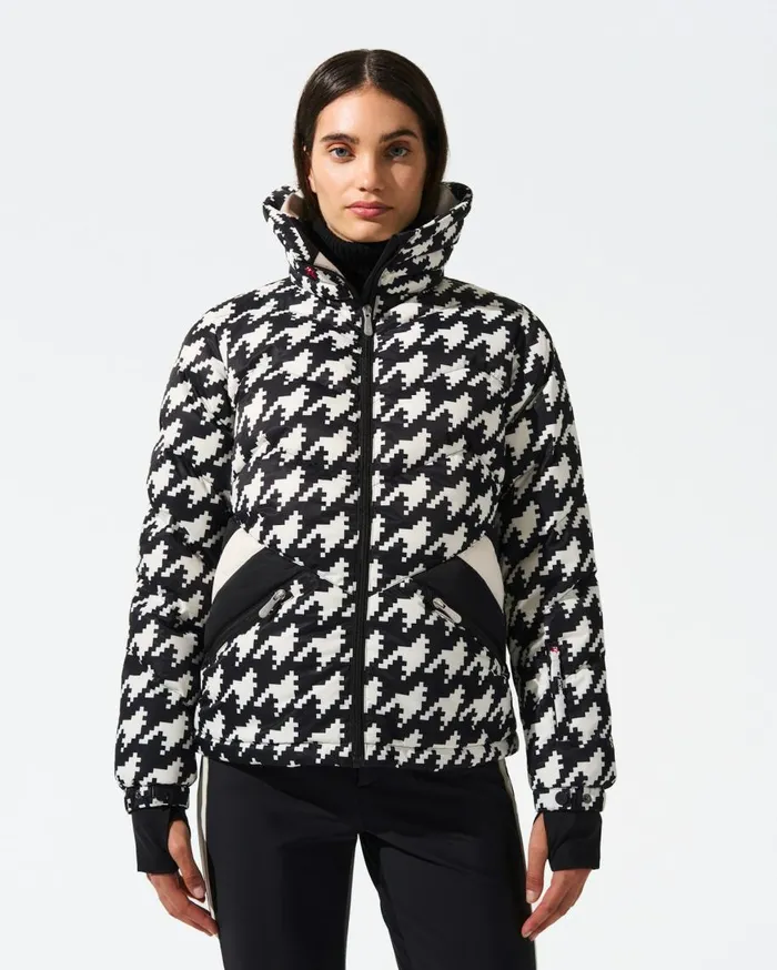 Perfect Moment Jackets Houndstooth Ski Duvet Down Jacket Houndstooth 8211 Blacksnow White 8211 Women