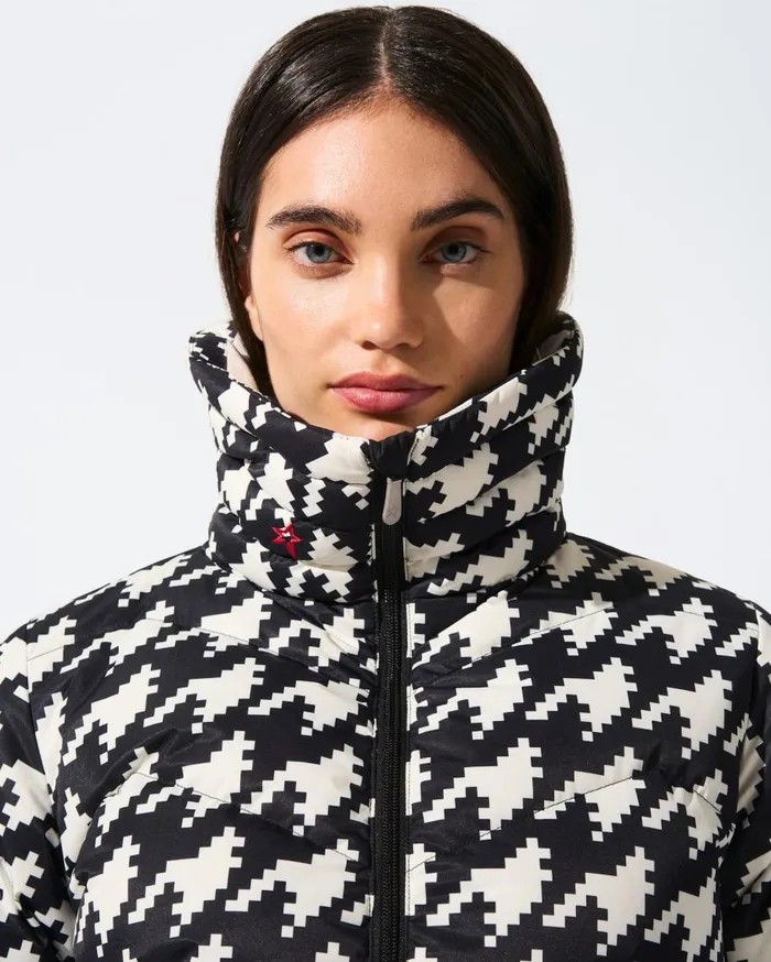 Perfect Moment Jackets Houndstooth Ski Duvet Down Jacket Houndstooth 8211 Blacksnow White 8211 Women