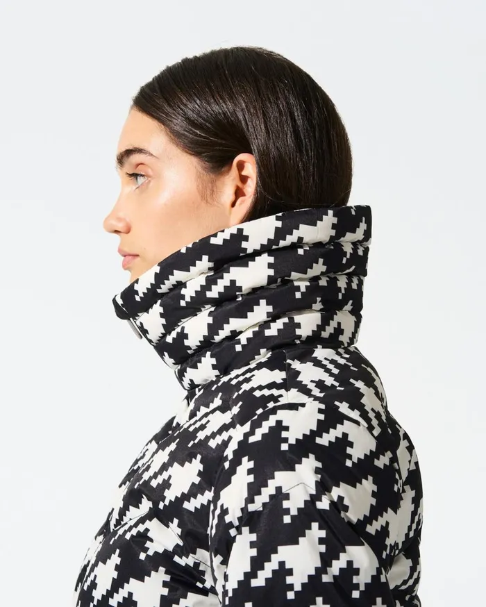 Perfect Moment Jackets Houndstooth Ski Duvet Down Jacket Houndstooth 8211 Blacksnow White 8211 Women