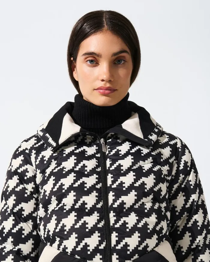 Perfect Moment Jackets Houndstooth Ski Duvet Down Jacket Houndstooth 8211 Blacksnow White 8211 Women