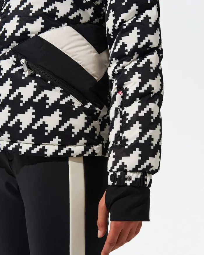 Perfect Moment Jackets Houndstooth Ski Duvet Down Jacket Houndstooth 8211 Blacksnow White 8211 Women