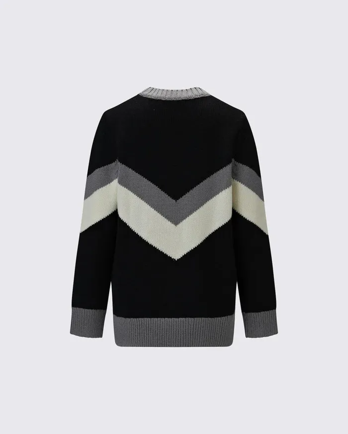 Perfect Moment Knitwear Chevron Ski Merino Wool Sweater Black 8211 Kids