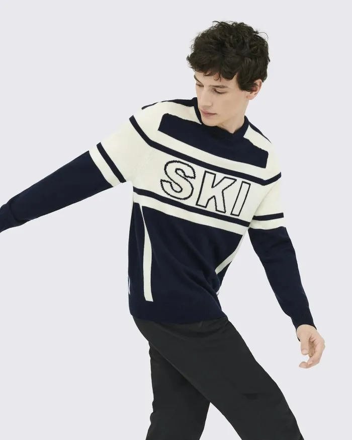 Perfect Moment Knitwear Ski Merino Wool Sweater Navy 8211 Men