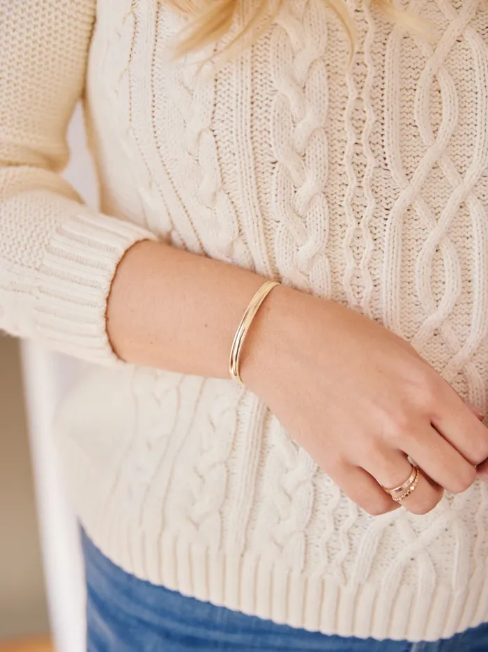 Personalized Jewelry Able Women Column Cuff Bracelet 14k Goldfilled