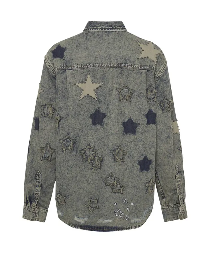 PETROL GREEN STAR EVERYDAY SHIRT Women One Teaspoon Denim Shirts PETROL GREEN STAR EVERYDAY SHIRT Women One Teaspoon Denim Shirts