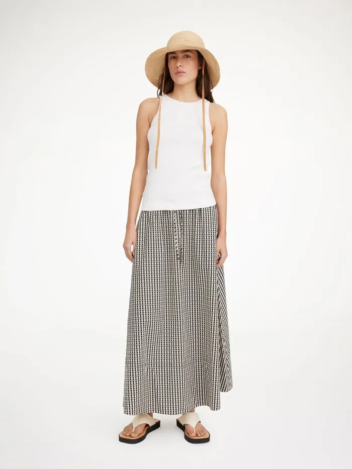 Pheobes Organic Cotton Skirt Black Monogram Women By Malene Birger Skirts