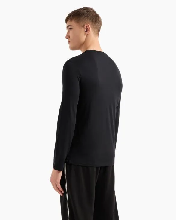 Pima Cotton Long Sleeve TShirt Black Men Armani Pima TShirts Pima Cotton Long Sleeve TShirt Black Men Armani Pima TShirts