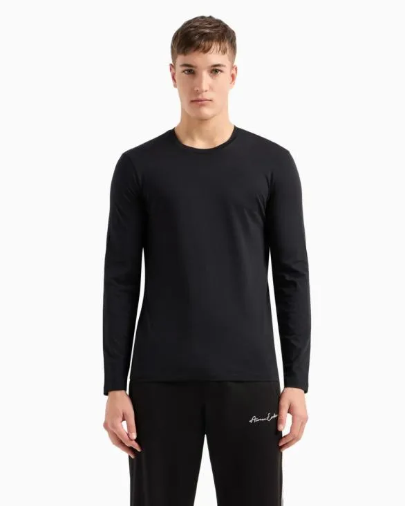 Pima Cotton Long Sleeve TShirt Black Men Armani Pima TShirts Pima Cotton Long Sleeve TShirt Black Men Armani Pima TShirts