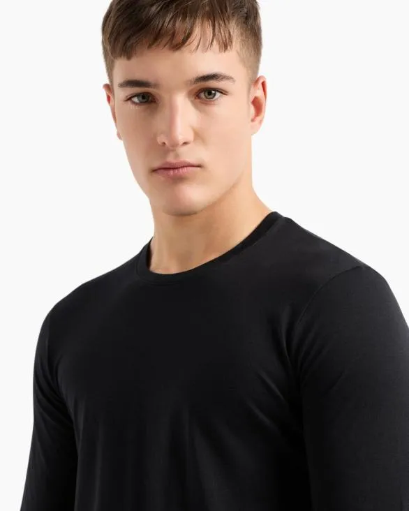 Pima Cotton Long Sleeve TShirt Black Men Armani Pima TShirts Pima Cotton Long Sleeve TShirt Black Men Armani Pima TShirts