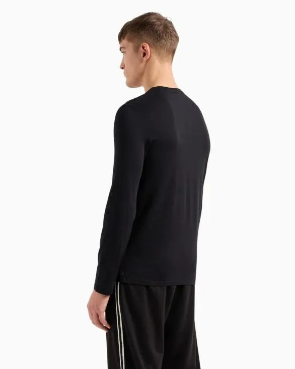 Pima Cotton Long Sleeve VNeck TShirt Black Men Armani Pima TShirts Pima Cotton Long Sleeve VNeck TShirt Black Men Armani Pima TShirts