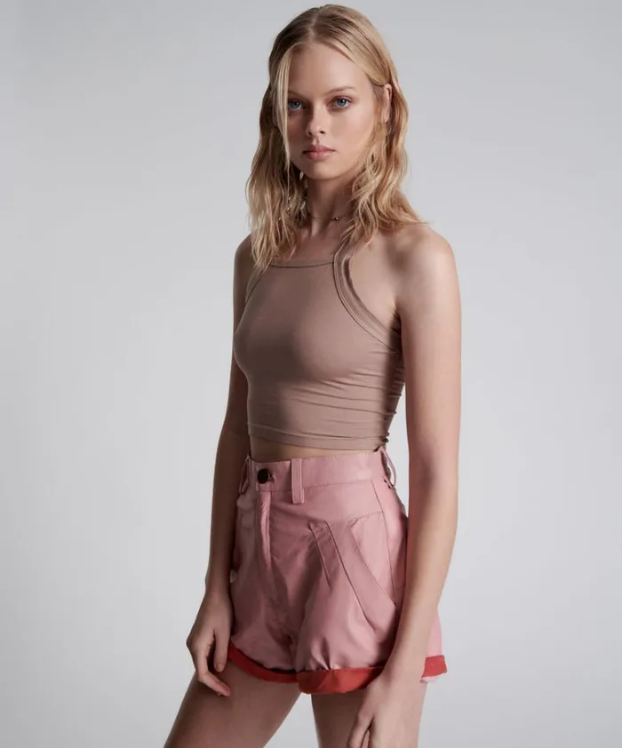 PINK LEATHER STREETWALKER SHORTS Women One Teaspoon Leather PINK LEATHER STREETWALKER SHORTS Women One Teaspoon Leather