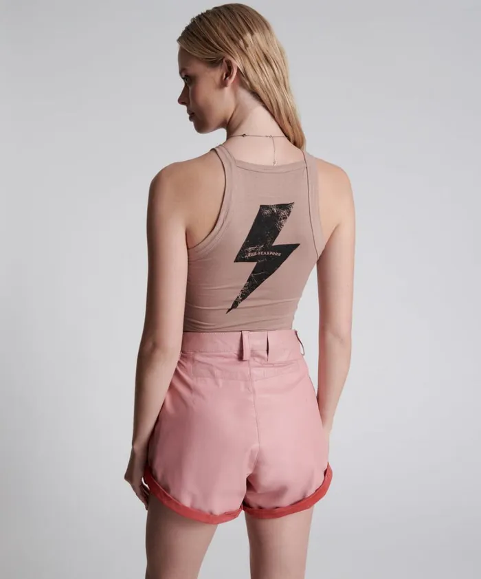 PINK LEATHER STREETWALKER SHORTS Women One Teaspoon Leather PINK LEATHER STREETWALKER SHORTS Women One Teaspoon Leather